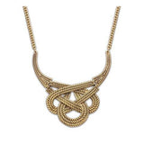 Tibet Vintage Ethnic Antique Gold Woven Knot Metal Necklaces