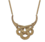 Tibet Vintage Ethnic Antique Gold Woven Knot Metal Necklaces
