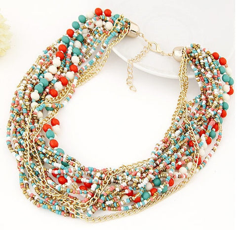 Vintage Bohemian Beads Chain Tassel Necklaces