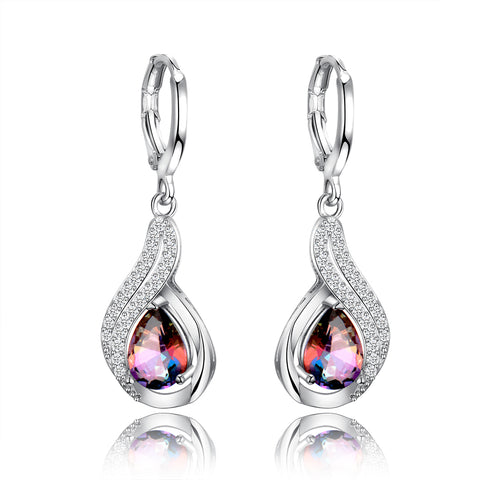 Natural Rainbow Fire Mystic Topaz Earrings Solid 925 Sterling Silver