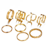 Gold Sliver Rings Set For Women Vintage Heart Bow Twist Finger