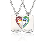 Best Friends Necklace Rainbow , Heart Shaped
