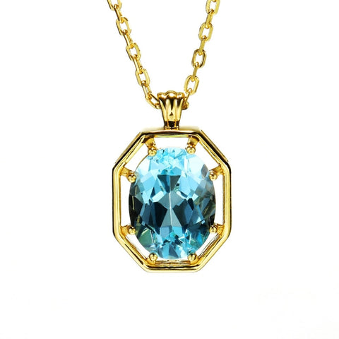 Aquamarine Sapphire Necklace 14K Gold
