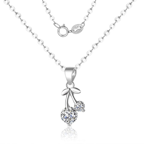 925 Sterling Silver Crystal Cherry Charm Necklaces